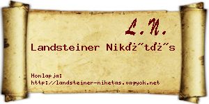 Landsteiner Nikétás névjegykártya